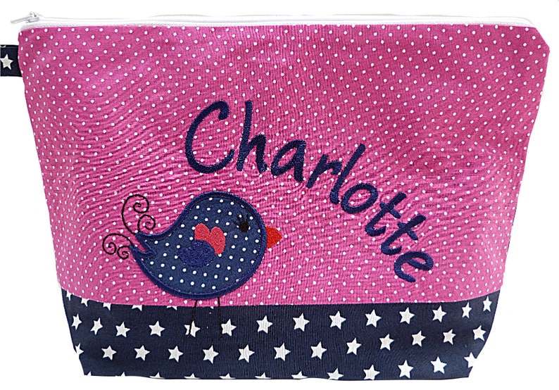 sac brodé VOGEL nom rose marine sac à couches trousse de toilette sac à couche trousse de toilette trousse de toilette sac de lavage 20 polices sac cosmétique image 3