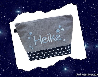 embroidered bag STARS + name marine diaper bag wash bag diaper bag wash bag wash bag 20 fonts gift