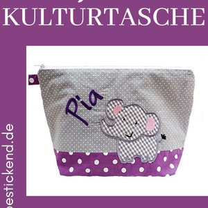 Sac brodé éléphant nom /lilas gris/sac à couches trousse de toilette sac à couches trousse de toilette trousse de toilette sac de toilette sac à cosmétiques 20 polices sac à cosmétiques image 7