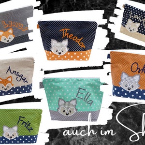 embroidered bag FOX name /navy orange/ diaper bag toiletry bag diaper bag toiletry bag wash bag 20 fonts cosmetic bag image 9