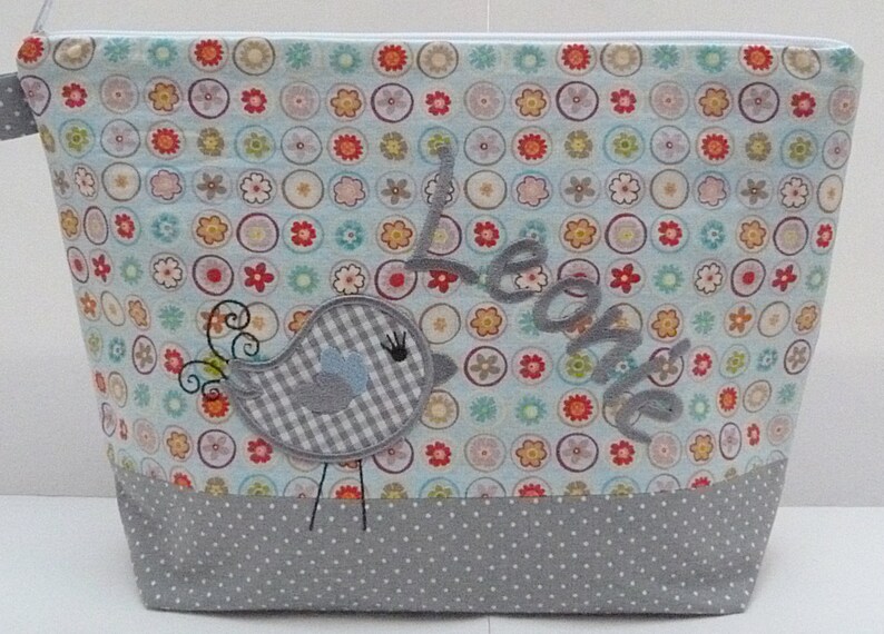 Wickeltasche Waschtasche 20 Schriftarten bestickte Tasche V\u00d6GELCHEN Windeltasche Kulturtasche Geschenk Name Kulturbeutel
