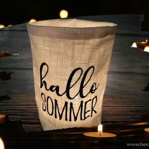 embroidered WINDLIGHT "SUMMER" //free choice of color// - light bag, candle glass, decoration, garden, table decoration, party, tealight, lantern