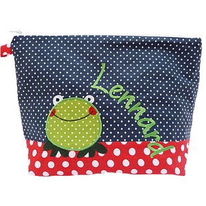 embroidered bag FROSCH name red navy diaper bag toiletry bag diaper bag toiletry bag wash bag 20 fonts cosmetic bag image 1