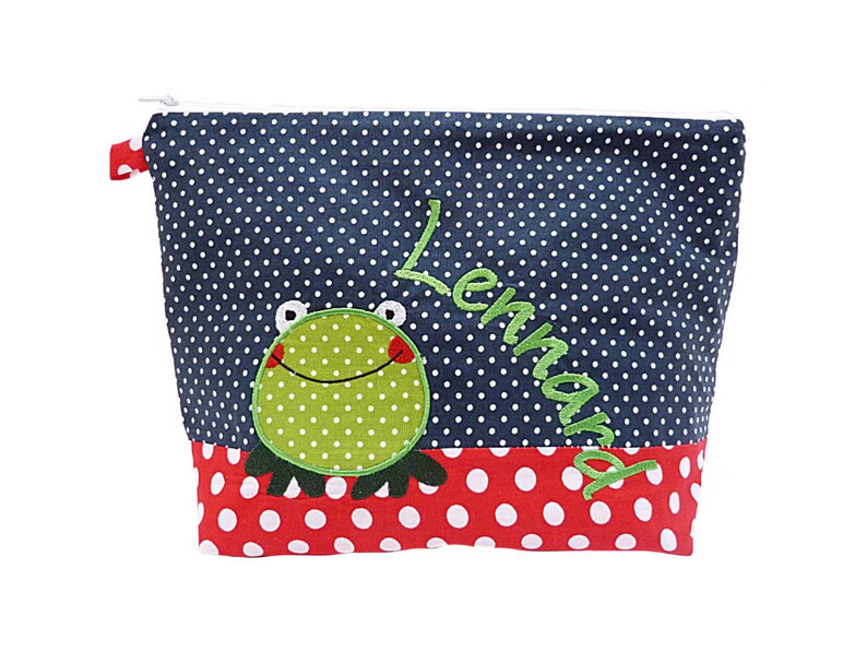 embroidered bag FROSCH name red navy diaper bag toiletry bag diaper bag toiletry bag wash bag 20 fonts cosmetic bag image 1