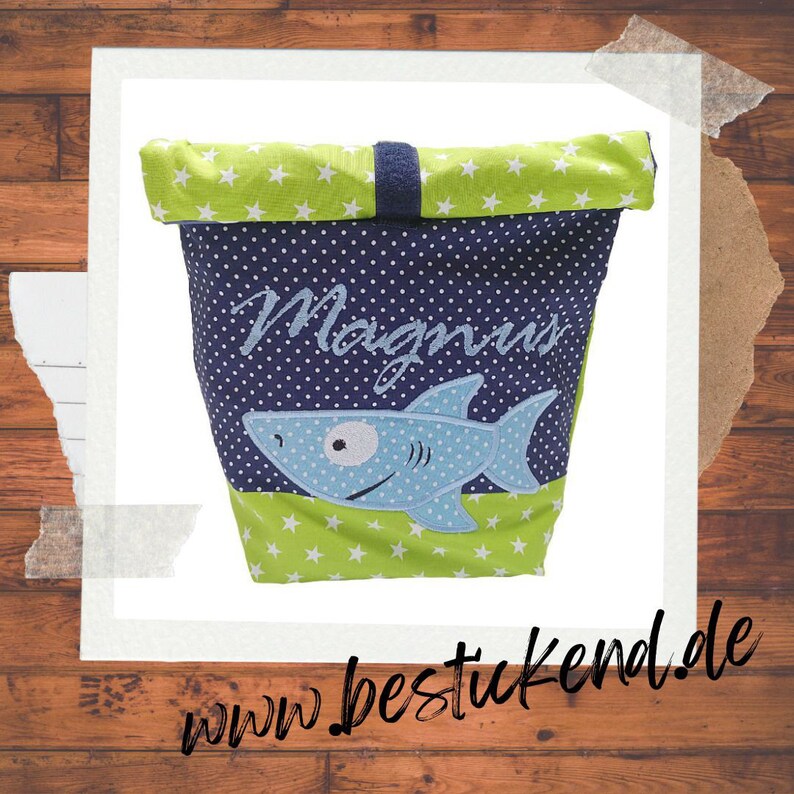 embroidered lunch bag HAI NAME //kiwi marine// lunch box picnic bag breakfast bag bread bag bag 20 fonts gift image 8