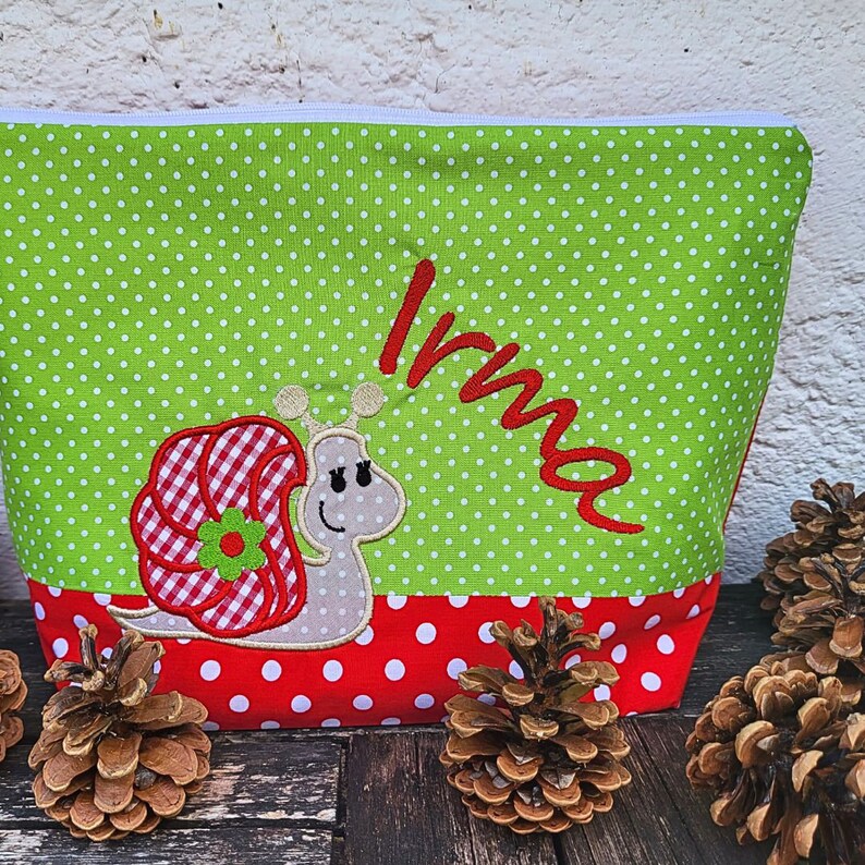 embroidered bag SNAIL diaper bag wash bag wash bag diaper bag name 20 fonts gift image 1