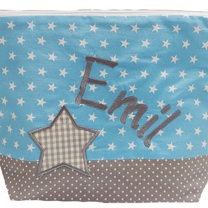 embroidered bag STERN name / light blue gray / diaper bag toilet bag diaper bag toilet bag wash bag 20 fonts cosmetic bag image 7