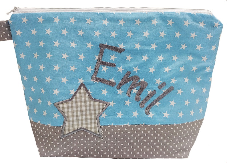 embroidered bag STERN name / light blue gray / diaper bag toilet bag diaper bag toilet bag wash bag 20 fonts cosmetic bag image 7