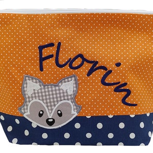 embroidered bag FOX name /navy orange/ diaper bag toiletry bag diaper bag toiletry bag wash bag 20 fonts cosmetic bag image 2