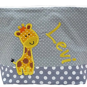 sac brodé GIRAFFE nom sac à couches gris trousse de toilette trousse de toilette trousse de toilette sac de lavage sac à couches 20 polices cadeau image 2