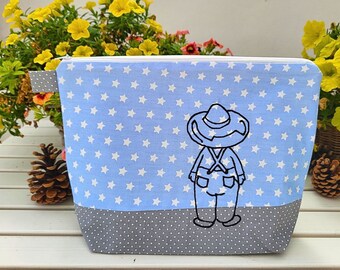 REBAJAS - bolsa bordada NIÑOS *azul claro - gris* pañalera neceser rebajas pañalera neceser /entrega urgente/