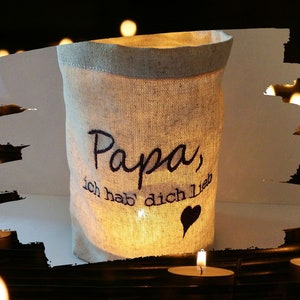 besticktes WINDLICHT "PAPA"  *freie Farbwahl*  Lichtbeutel, Kerzenglas, Deko, Geschenk, Kompliment, Danke, Vatertag, Liebe, Familie, Laterne
