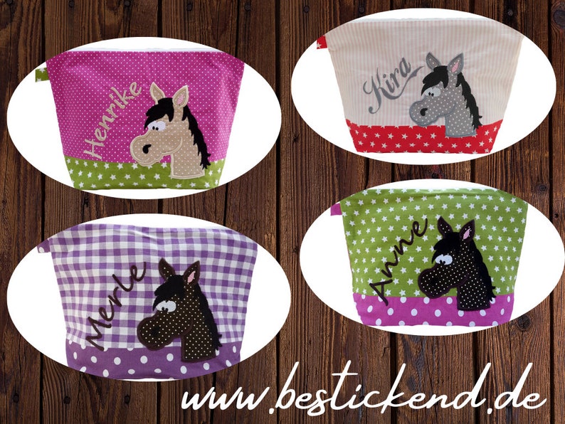 embroidered bag HORSE name // pink red // diaper bag wash bag diaper bag wash bag wash bag 20 fonts gift image 7