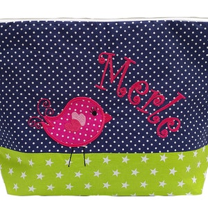 sac brodé VOGEL nom marine kiwi sac à couches trousse de toilette sac à couche trousse de toilette sac de toilette sac de lavage 20 polices sac cosmétique image 2