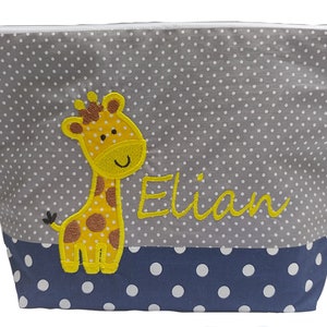 embroidered bag GIRAFFE name navy grey diaper bag toiletry bag diaper bag toiletry bag wash bag 20 fonts cosmetic bag image 2