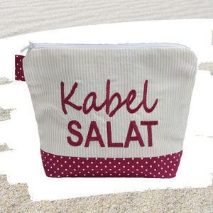 bestickte Tasche KABELSALAT für Ladekabel, Kopfhörer (Kosmetiktasche - Schminktasche - Tasche - BAG - Statement), Kompliment, Geschenk (43)
