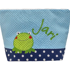 sac brodé FROSCH NOM // bleu clair marine // sac à langer sac de lavage sac à langer sac de lavage 20 polices sac cosmétique image 1