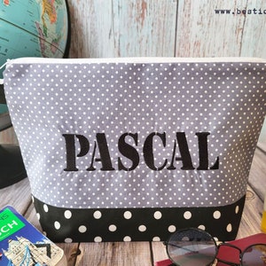 embroidered bag name //grey - black// diaper bag toiletry bag nappy bag toiletry bag wash bag 20 fonts cosmetic bag