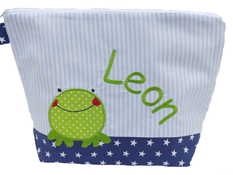 sac brodé FROSCH NOM // bleu clair marine // sac à langer sac de lavage sac à langer sac de lavage 20 polices sac cosmétique image 5