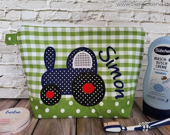 embroidered bag TRAKTOR + name diaper bag toiletry bag - wash bag - diaper bag - name - 20 fonts - gift