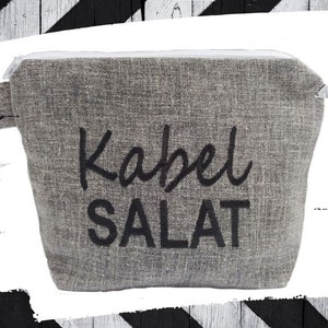 bestickte Tasche KABELSALAT *Leinen* für Ladekabel, Kopfhörer (Kosmetiktasche - Schminktasche - Tasche - BAG), Kompliment, Geschenk (49)