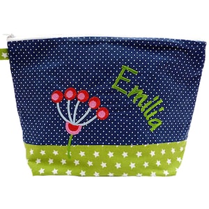 embroidered bag BLUME name marine green diaper bag toiletry bag diaper bag toiletry bag wash bag 20 fonts cosmetic bag image 1