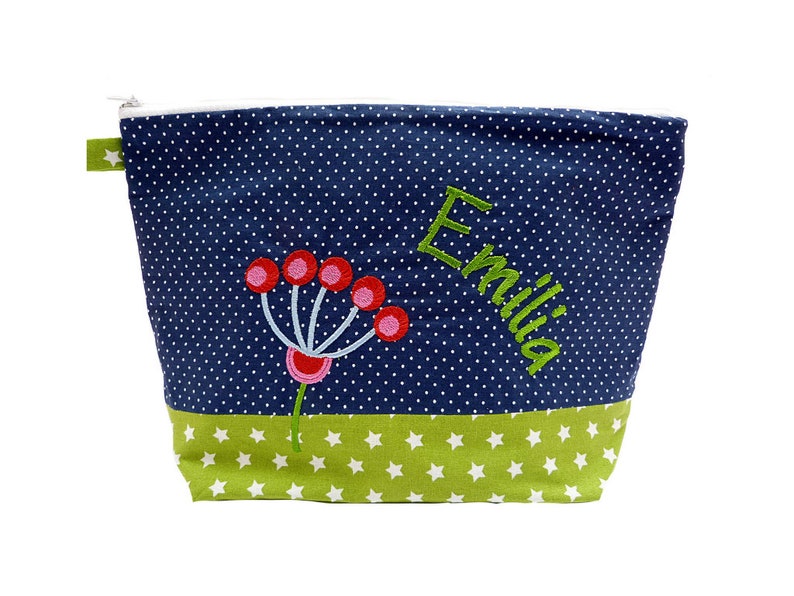 embroidered bag BLUME name marine green diaper bag toiletry bag diaper bag toiletry bag wash bag 20 fonts cosmetic bag image 1