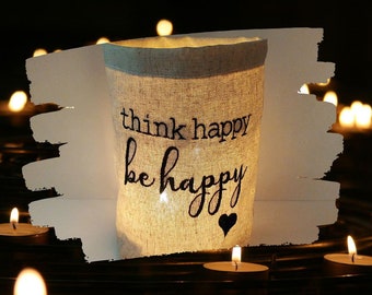 brodé WINDLIGHT HAPPY // couleur au choix // sac lumineux bougie verre décoration table de jardin décoration fête chauffe-plat lanterne