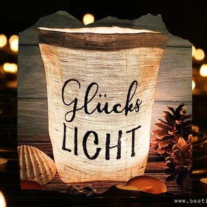 Lanterne brodée &quot;Happy Light&quot; // choix de couleur libre // sac lumineux, verre à bougie, décoration, lanterne, cadeau, compliment, merci, petite amie, amour
