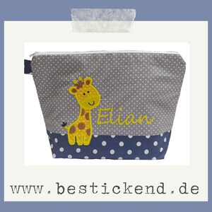 embroidered bag GIRAFFE name navy grey diaper bag toiletry bag diaper bag toiletry bag wash bag 20 fonts cosmetic bag image 5