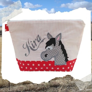 embroidered bag HORSE name // pink red // diaper bag wash bag diaper bag wash bag wash bag 20 fonts gift image 1