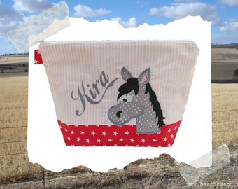 embroidered bag HORSE + name // pink - red // diaper bag wash bag diaper bag wash bag wash bag 20 fonts gift