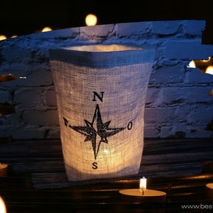 besticktes WINDLICHT ***WINDROSE*** //freie Farbwahl//  Lichtbeutel, Kerzenglas, Deko, Geschenk, Maritim, Liebe, Laterne