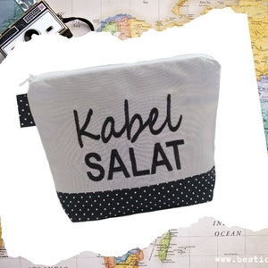 bestickte Tasche KABELSALAT //schwarz - grau//   für Ladekabel, Kopfhörer (Kosmetiktasche - Schminktasche - Tasche - BAG) Geschenk (48)
