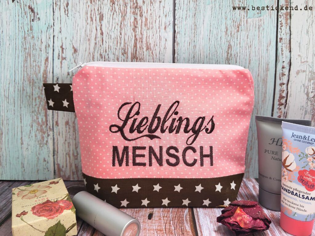 Kosmetiktasche „Lieblingsmensch“ Aus Filz – Kulturbeutel Für Damen In Größe M (19x18x9 Cm), Perfekt Als Geschenk Für Mama, Freundin Oder Oma