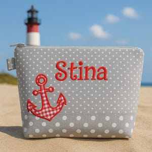 Embroidered bag &quot;ANCHOR&quot; - changing bag - toiletry bag - wash bag - nappy bag - name - 20 fonts - gift