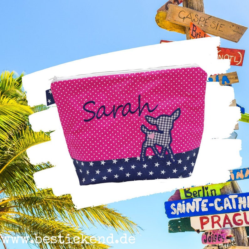 embroidered bag REH name //marine pink// diaper bag wash bag diaper bag wash bag wash bag 20 fonts gift image 4