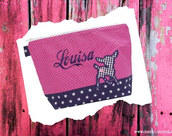 embroidered bag REH + name //marine - pink// diaper bag wash bag diaper bag wash bag wash bag 20 fonts gift