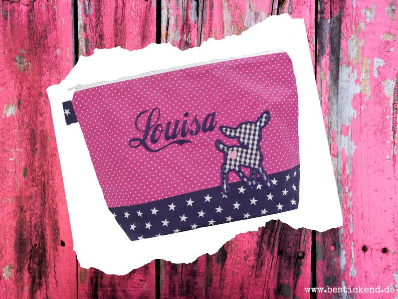 embroidered bag REH name //marine pink// diaper bag wash bag diaper bag wash bag wash bag 20 fonts gift image 1