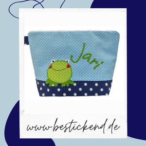 sac brodé FROSCH NOM // bleu clair marine // sac à langer sac de lavage sac à langer sac de lavage 20 polices sac cosmétique image 5