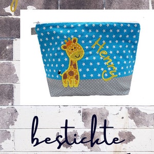 embroidered bag GIRAFFE name turquoise gray diaper bag toilet bag diaper bag toilet bag wash bag 20 fonts cosmetic bag image 9