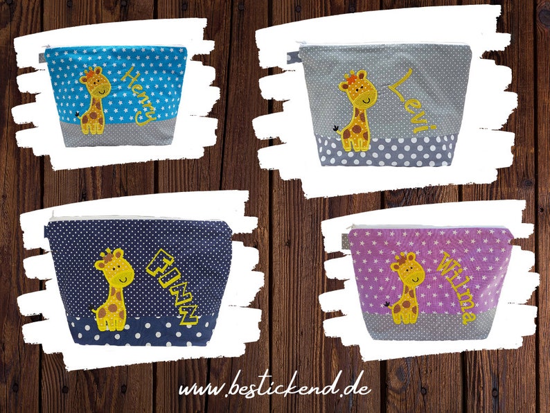 embroidered bag GIRAFFE name navy gray diaper bag wash bag wash bag diaper bag name 20 fonts gift image 8