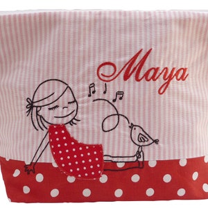 embroidered bag GIRL with BIRD name //pink red// diaper bag toiletry bag nappy bag toiletry bag 20 fonts cosmetic bag image 3