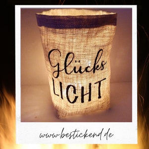 besticktes WINDLICHT GLÜCKSLICHT //freie Farbwahl// Lichtbeutel, Kerzenglas, Deko, Laterne, Geschenk, Kompliment, Danke, Freundin, Liebe Bild 5