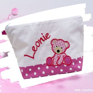 embroidered bag BÄRCHEN name /pink pink/ diaper bag toilet bag diaper bag toilet bag wash bag 20 fonts cosmetic bag image 1