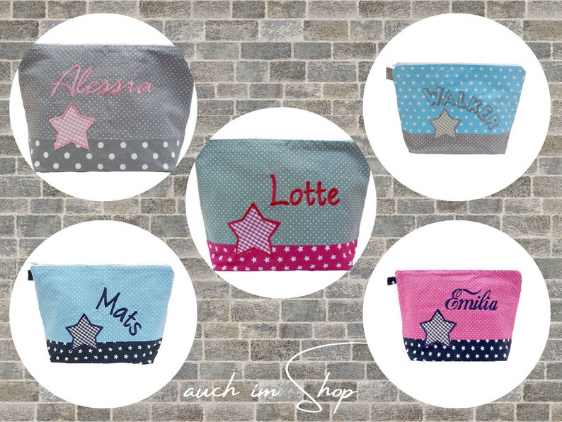 embroidered bag STERN name //pink grey// diaper bag toiletry bag diaper bag toiletry bag wash bag 20 fonts cosmetic bag image 3