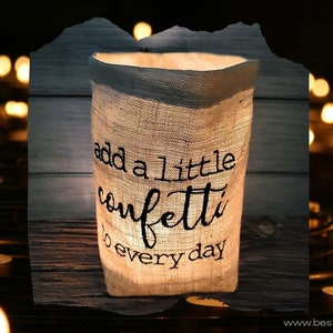 besticktes WINDLICHT "add a little confetti" *FREIE FARBWAHL*  Lichtbeutel, Kerzenglas, Deko, Geschenk, Kompliment, Danke, Party, Teelicht