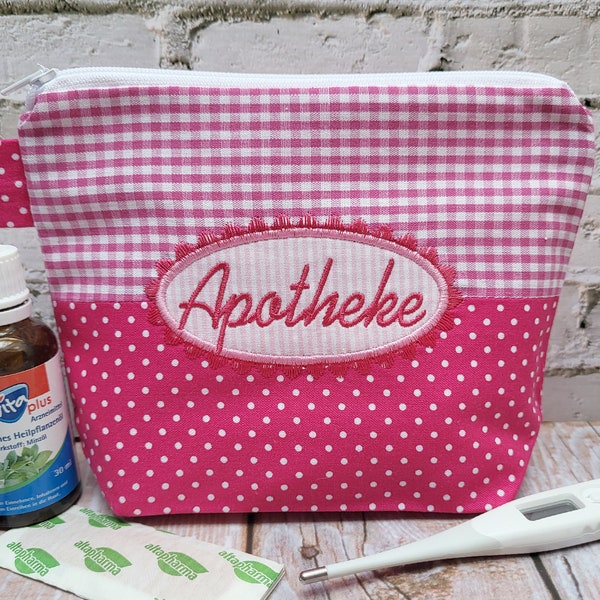 embroidered APOTHEKE - ReiseAPOTHEKE (059) emergency bag, first aid, medication, first aid kit, pharmacy, emergency, travel fever, express