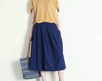 Womens A Line Linen Skirt with Pockets, linen skirt white Maxi Linen Skirt, Blue Elastic Waist Linen Skirt,  linen skirt summer, Women skirt