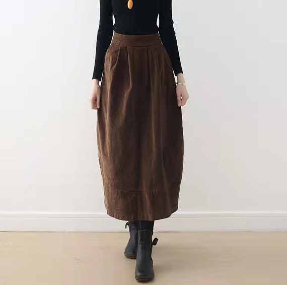 Women Side Pocket Corduroy Skirt A-line Skirt Loose Skirt - Etsy